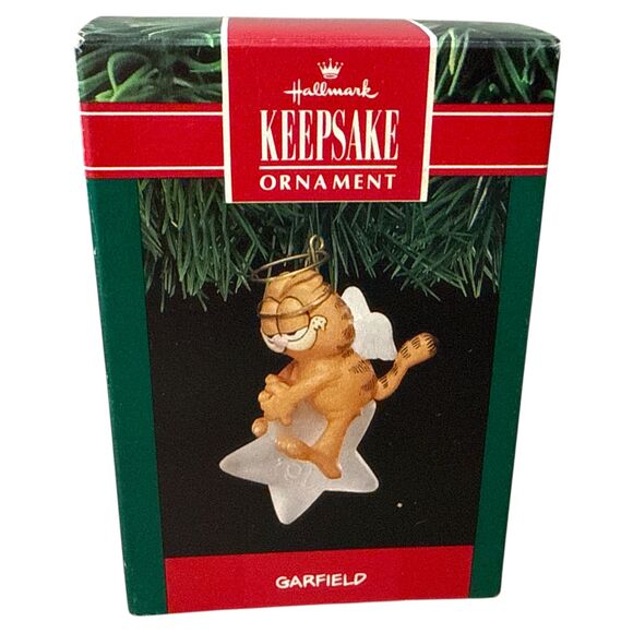 1996 Hallmark Keepsake Ornament Garfield Angel on Star w/ Wings & Halo Xmas - Picture 3 of 5